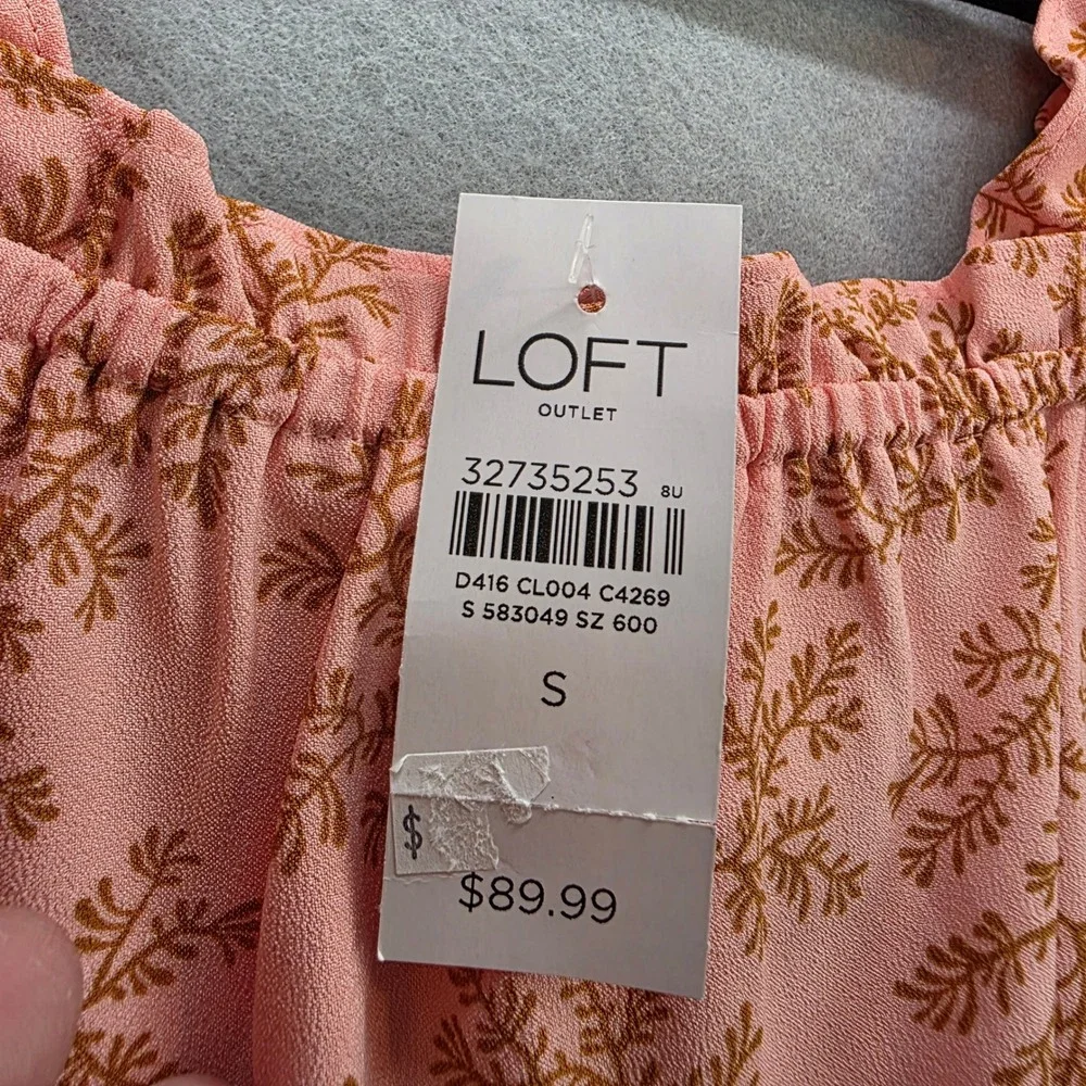 Ann Taylor LOFT Women's Salmon Floral Frill Strap Wide Leg Jumpsuit NEW sz Small - Picture 3 of 6